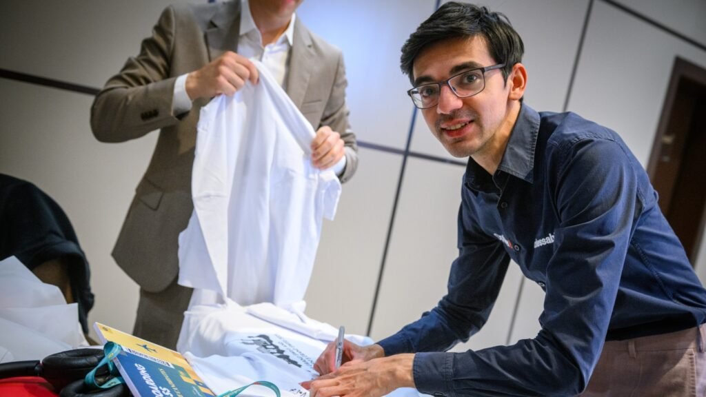 Anish Giri after winning FIDE Grand Swiss event. (FIDE/Michal Walusza)