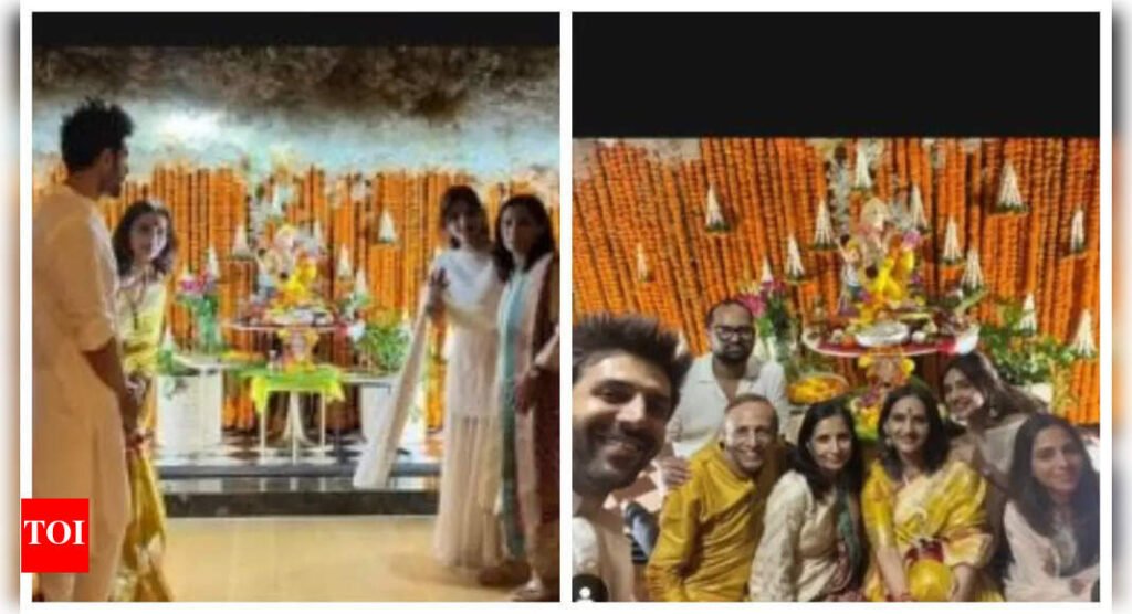 Kartik Aaryan and Sreeleela twin in white, celebrate Ganesh Chaturthi amid dating rumours: Unseen photos go viral |